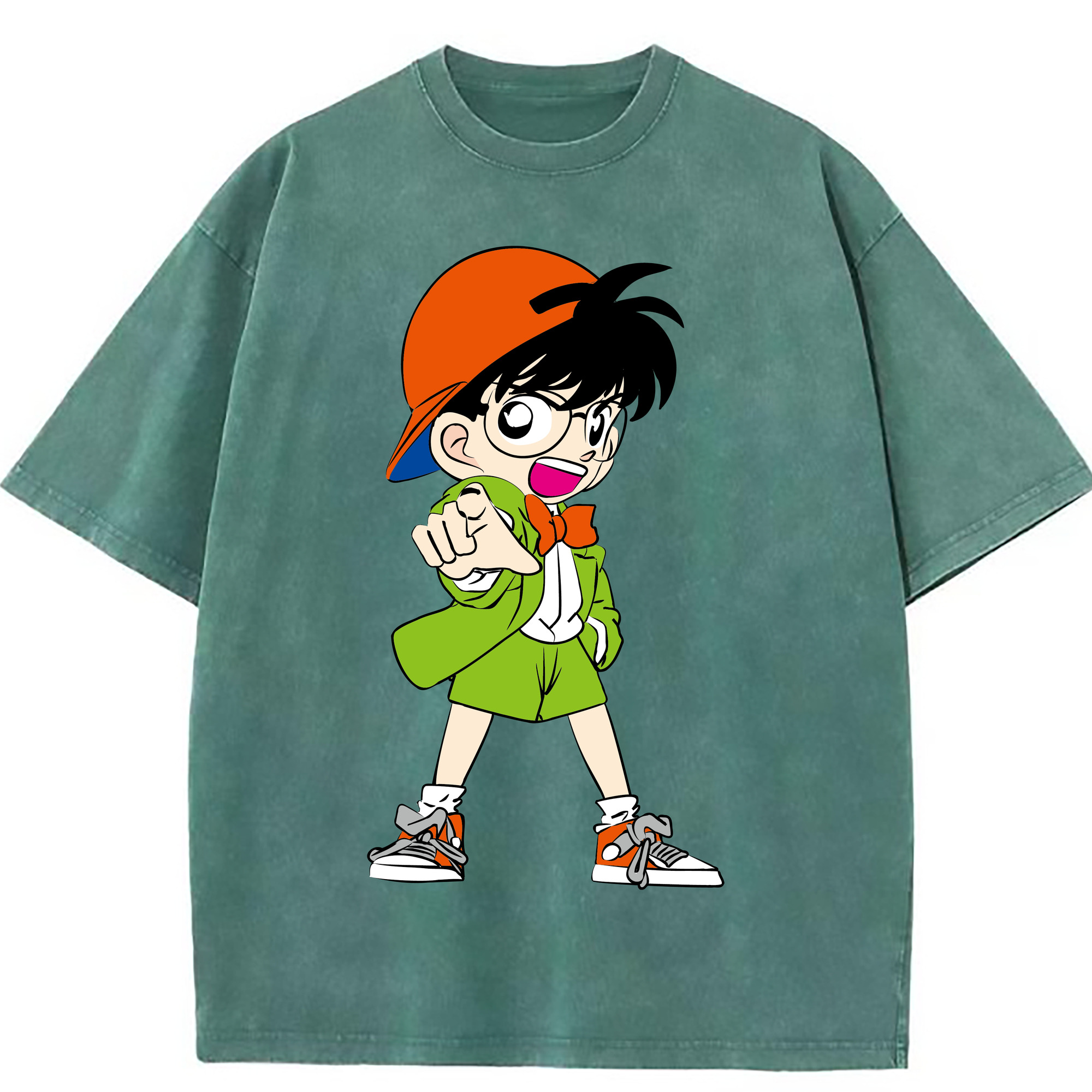 （画像用） 名探偵コナン 江戸川 コナン Detective Conan Conan Edogawa 綿100% ヴィンテージ風 半袖Tシャツ（フロントプリント）